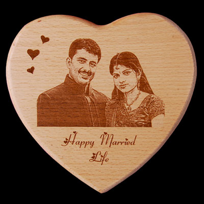 "Personalised Heart shape Wooden Finish Stand with Message - Click here to View more details about this Product